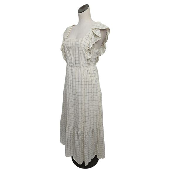 Evereve Mae Windowpane Plaid Ruffle Sleeve Maxi Dress Womens Size Small Smocked - Picture 7 of 9